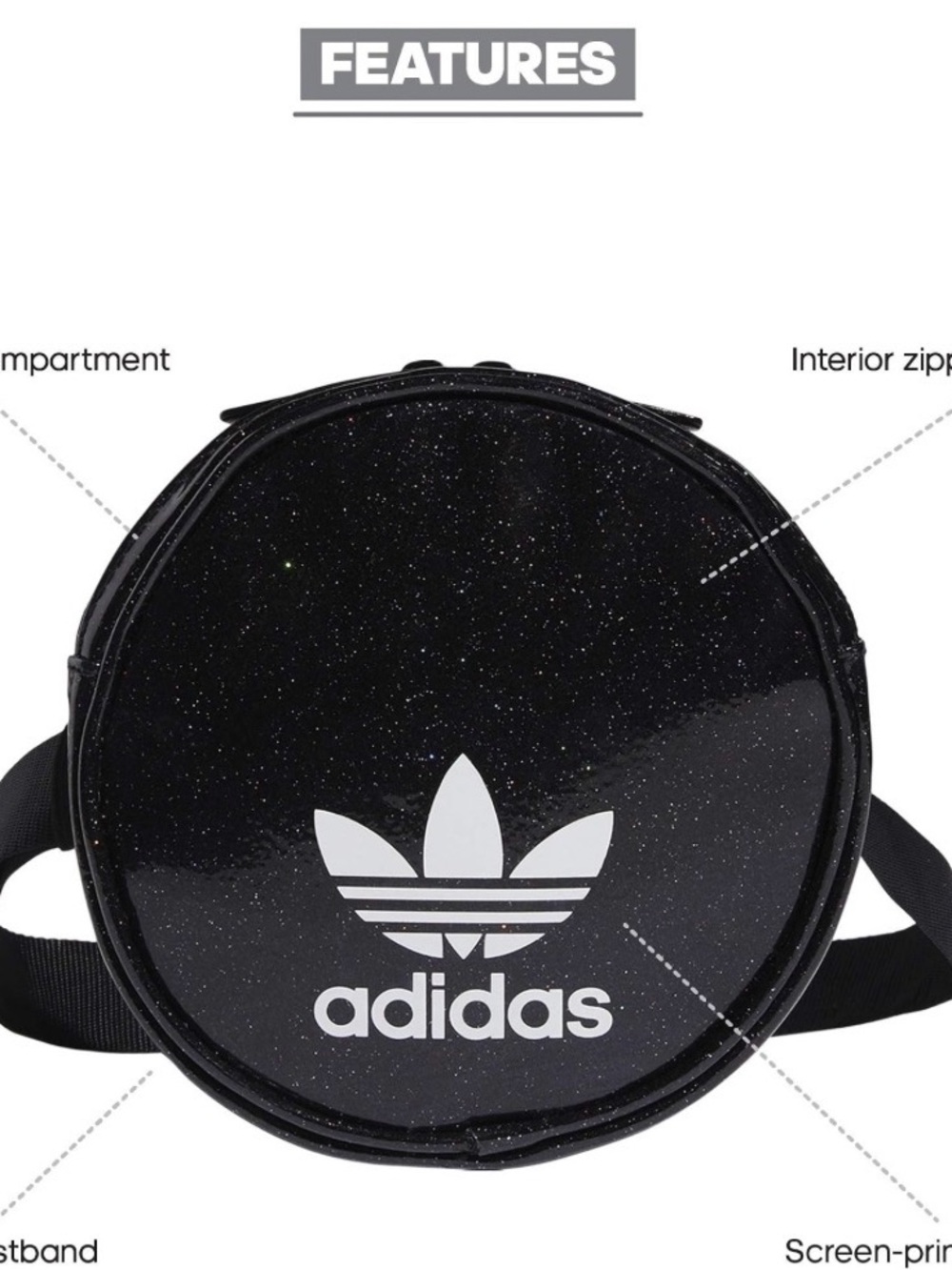 adidas Black Circle Waist Pack Small Travel Bag